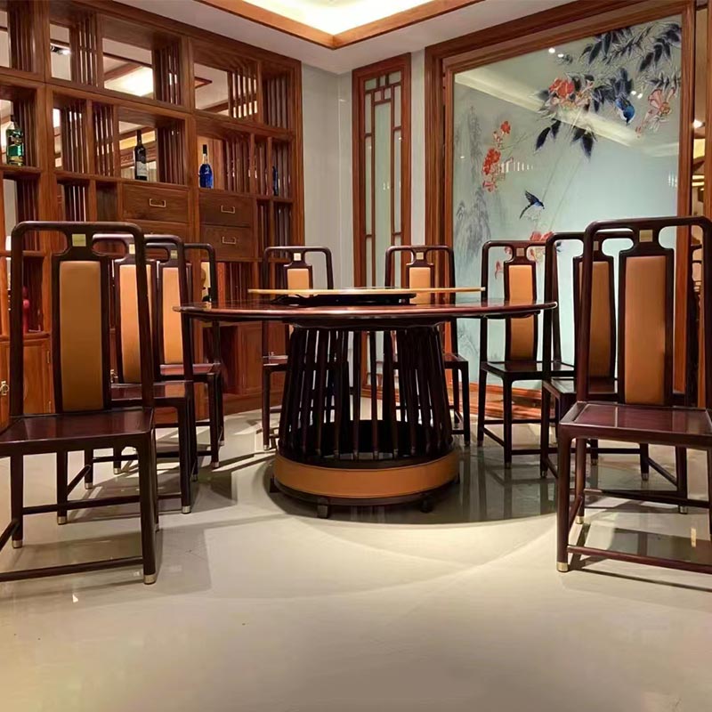 တရုတ်စတိုင်သစ် Rosewood အဝိုင်း ထမင်းစားစားပွဲ